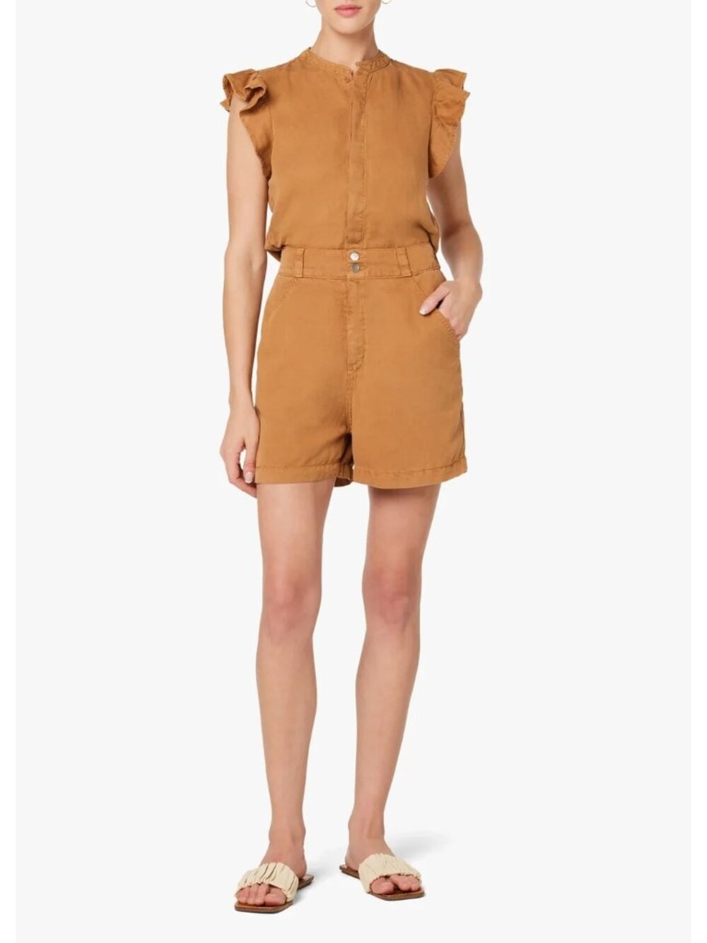 Joe's Jeans Emilia Romper in Small Tan Brown Womens Shortalls Outfit